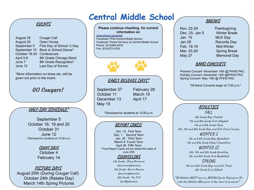 CMS Calendar Central Middle School