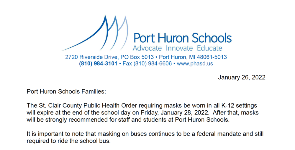 Header for Supt. Letter 1.26.22