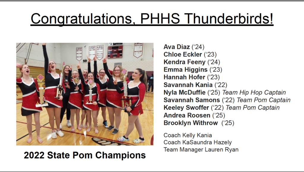Congratulations PHHS Thunderbirds
