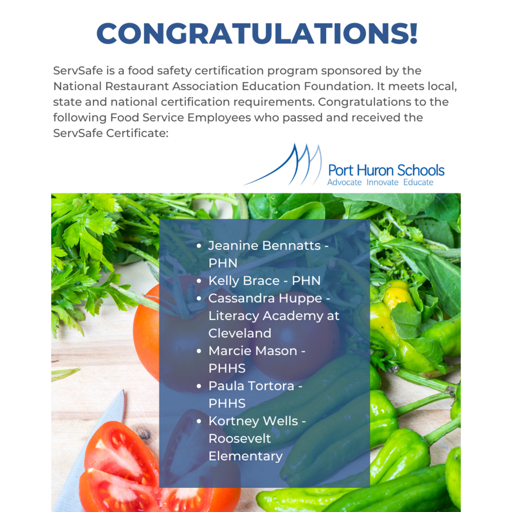 Congratulations to our Food & Nutrition staff who recently achieved SafeServ certification! #1PHASDproud